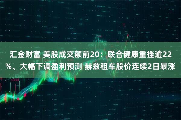 汇金财富 美股成交额前20：联合健康重挫逾22%、大幅下调盈利预测 赫兹租车股价连续2日暴涨