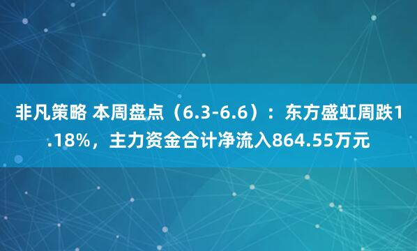 非凡策略 本周盘点（6.3-6.6）：东方盛虹周跌1.18%，主力资金合计净流入864.55万元